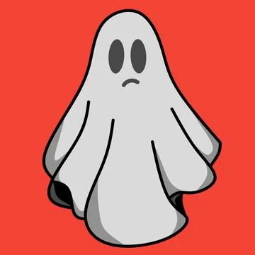 Isolated ghost, Halloween Vector Concept, Spooky vector, White ghost with black  Stock Illustration