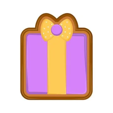 Isolated gift box gingerbread Stock Illustration