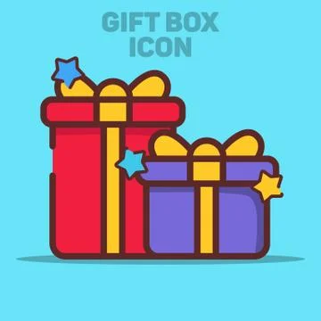 Isolated Gift Box Icon Vector Illustration with Blue Background Stock Illustration