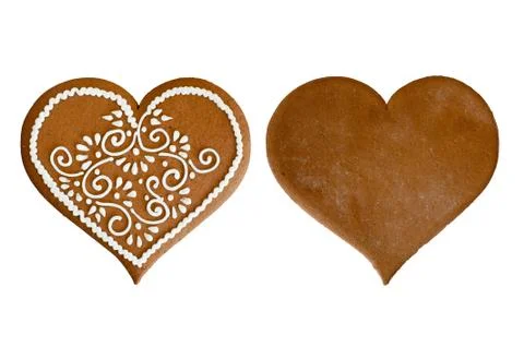 Isolated gingerbread in heart shape Stock Photos