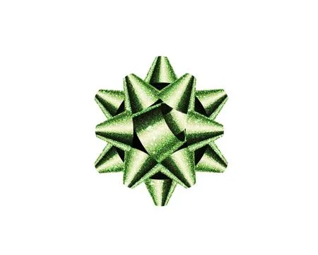 Isolated glitter green present gift ribbon bow on white background イラスト素材