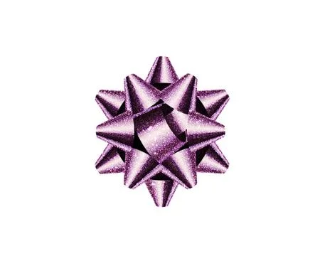Isolated glitter purple present gift ribbon bow on white background Stock Illustration