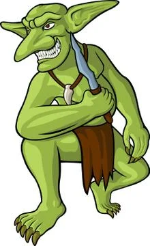 Isolated goblin with knife Stock Illustration