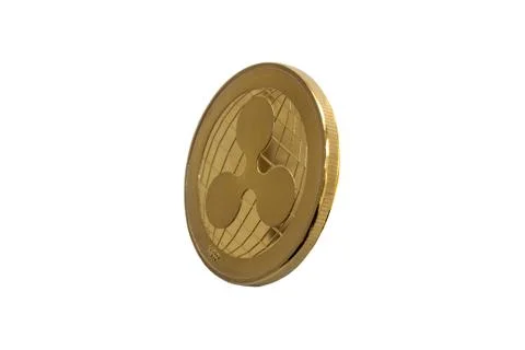 Isolated gold coin on a white background riple Stock Photos