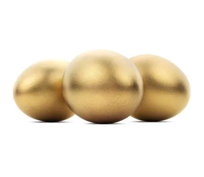 Isolated Gold Eggs Fotos de archivo