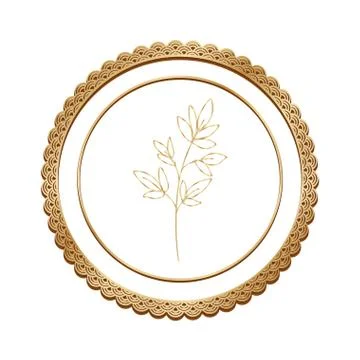 Isolated gold leaf inside seal stamp vector design Illustrazione stock
