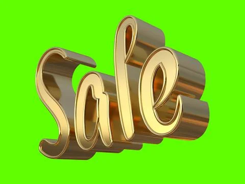 Isolated Gold Metallic Three Dimensional Sale. 3D Render Illustration. Stock Illustration