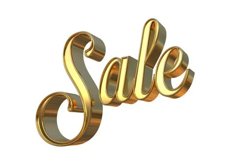 Isolated Gold Metallic Three Dimensional Sale. 3D Render Illustration. Stock Illustration