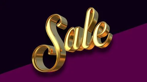 Isolated Gold Metallic Three Dimensional Sale. 3D Render Illustration. Stock Illustration