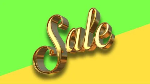 Isolated Gold Metallic Three Dimensional Sale. 3D Render Illustration. Stock Illustration