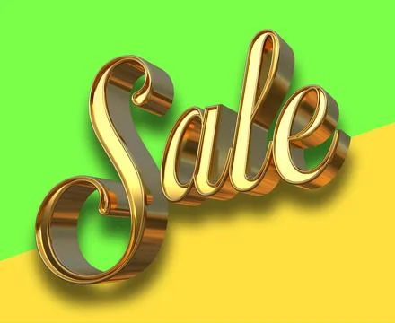 Isolated Gold Metallic Three Dimensional Sale. 3D Render Illustration. Stock Illustration