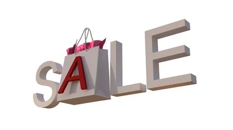 Isolated Gold Metallic Three Dimensional Sale. 3D Render Illustration. Stock Illustration