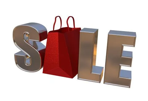 Isolated Gold Metallic Three Dimensional Sale. 3D Render Illustration. Stock Illustration