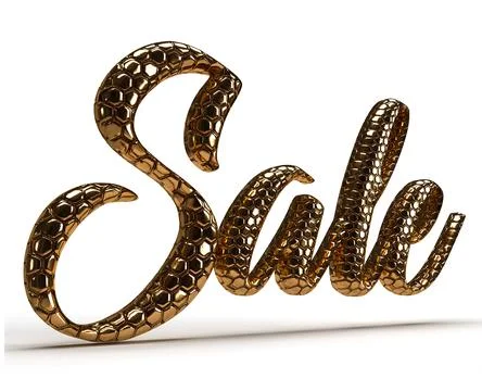 Isolated Gold Metallic Three Dimensional Sale. 3D Render Illustration. Stock Illustration
