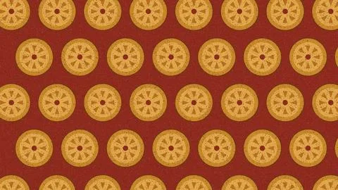 Isolated golden circular pattern with radial lines on red background illust.. イラスト素材
