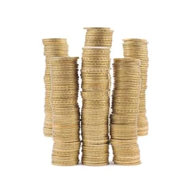 Isolated golden coin stack Stock Photos