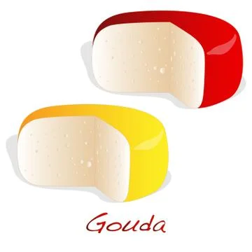 Isolated Gouda cheese  vector illustration on a white Stock Illustration