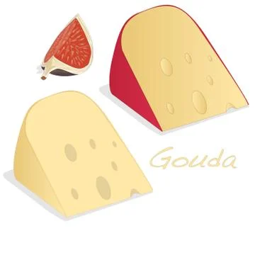 Isolated Gouda cheese  vector illustration on a white Stock Illustration