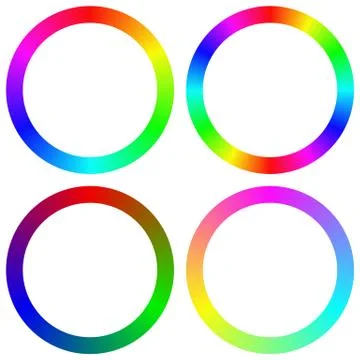 Isolated gradient rainbow circle color palette set Stock Illustration