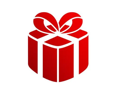 Isolated gradient red holiday gift box icon with bow ribbon Stock Illustration