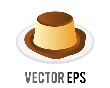 Isolated gradient yellow and brown sweet dessert creme caramel butian icon Stock Illustration