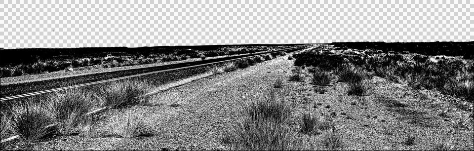 Isolated graphic of empty highway surrounded by steppe landscape Stock Illustration