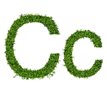 Isolated grass alphabet on white background Stock Illustration