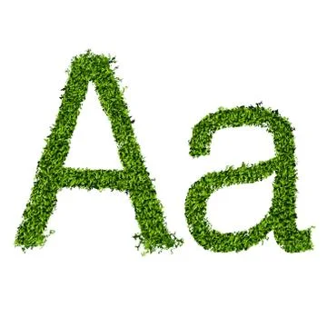 Isolated grass alphabet on white background Stock Illustration