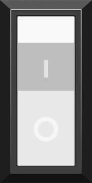 An isolated grayscale illustration of an electrical switch in the on positi.. Ilustração Stock