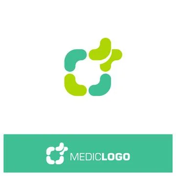 Isolated green and turquoise vector medical logo. Medical cross. Illustrazione stock