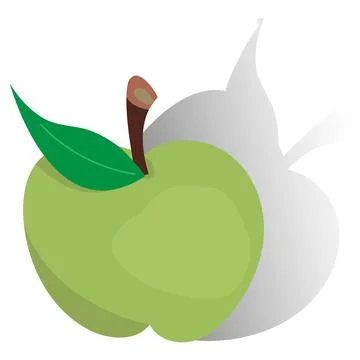 Isolated green apple with shadow Illustrazione stock