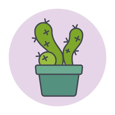 Isolated green cactus on a colored circle frame Vector Illustrazione stock