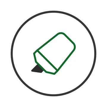 Isolated green eraser icon within a circular frame on a white background of.. Stock Illustration