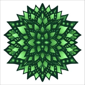 Isolated green floral pattern with stylized leaves Stock Illustration