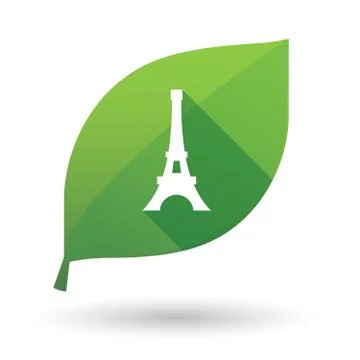 Isolated green leaf with   the Eiffel tower Stock Illustration