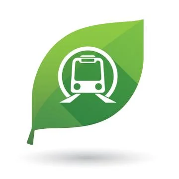 Isolated green leaf with  a subway train icon Stock Illustration