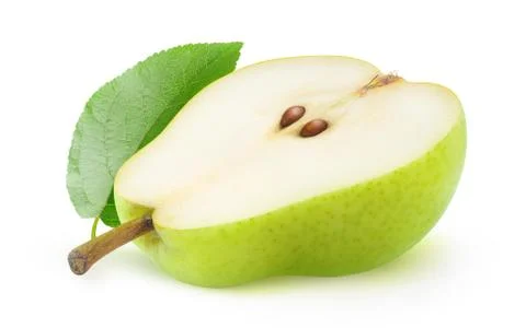 Isolated green pear half Foto stock