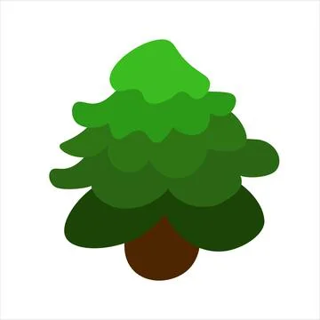 Isolated green pine tree icon vector illustration in flat style simple doodle 스톡 일러스트