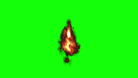Isolated green screen fire explosion effect with glowing embers and dynamic Stock Footage 339557059