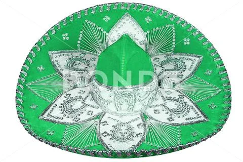 Isolated green sombrero in white background Stock Photos
