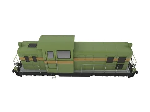 Isolated green train over white background Ilustração Stock