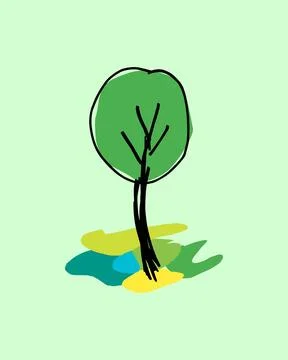 Isolated Green Tree Hand Drawn Vector Stockillustratie