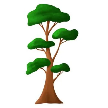 Isolated green tree on white background. Single tropical tree in illustrative Stock Illustration