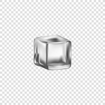 Isolated grey ice cube on transparent background - realistic vector illustration イラスト素材