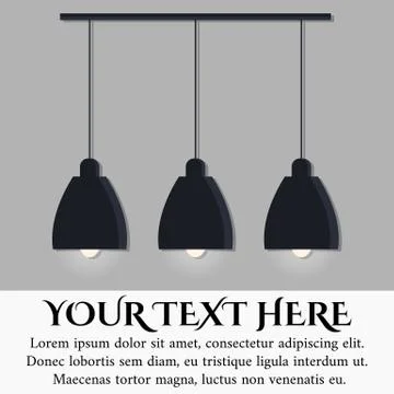 Isolated on grey wall background black modern scandinavian style lamp with th Stock Illustration