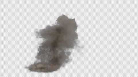 Isolated ground fire smoke explosion rising to air with Alpha channel. Stock Footage 237362134