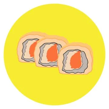 Isolated group of sushi rolls Stock Illustration