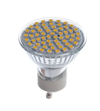 Isolated GU10 socket LED light bulb Stock Photos