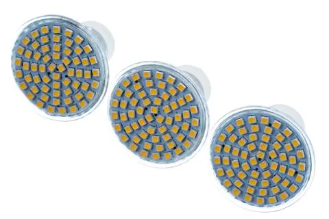 Isolated GU10 socket LED light bulbs Stock Photos