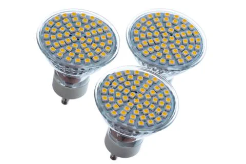 Isolated GU10 socket LED light bulb Stock Photos